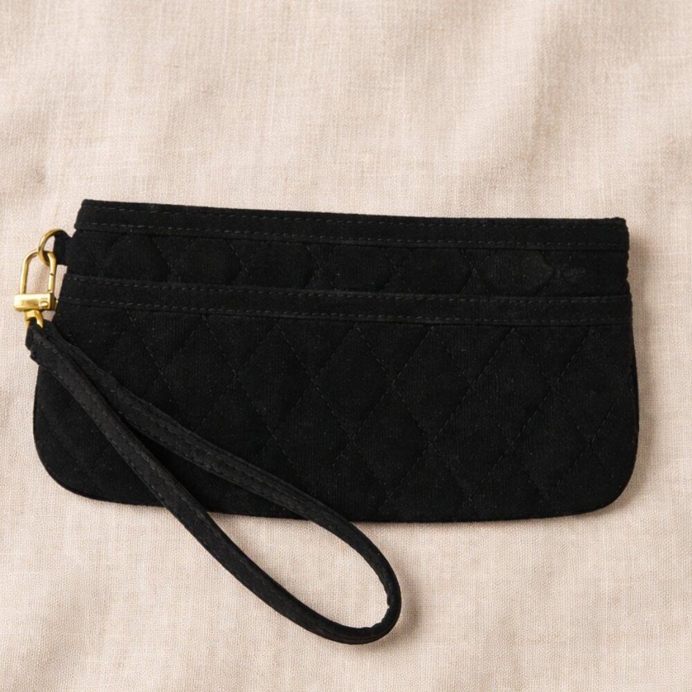 Vera Bradley Black Quilted Wristlet Zip Pouch Clutch